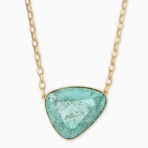 Kendra Scott Mckenna Gold Pendant Necklace In Sea Green Chrysocolla. Never worn